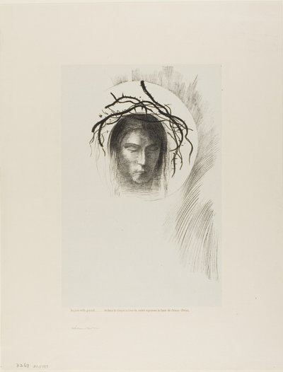 ついに日が現れ、太陽の円盤そのものにイエス・キリストの顔が輝く、プレート 24/24 作： Odilon Redon