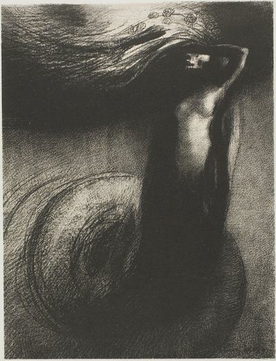死: 「私の皮肉は他の誰よりも優れている!」、プレート 3/6 作： Odilon Redon