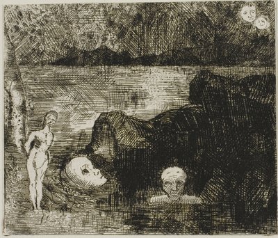 ドリーム・ヴィジョン 1880年頃（エッチング＆ドライポイント、象牙織物紙） 作： Odilon Redon