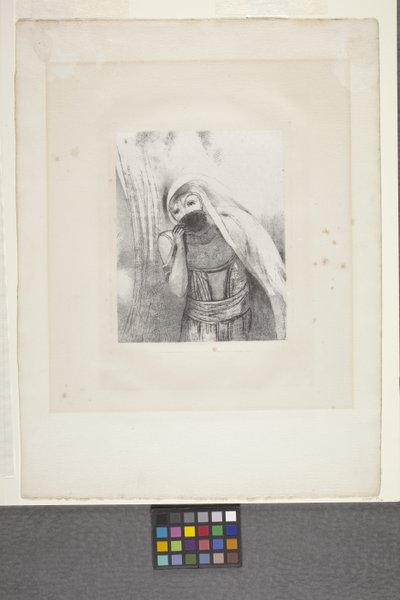 She Draws From Her Breast A Sponge All Black... (チンアップリケ紙にリトグラフ) 作： Odilon Redon