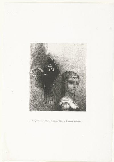 そして天から舞い降りた大きな鳥が彼女の頭頂部にとまる ...et un grand oiseau, qui down du ciel, vient s