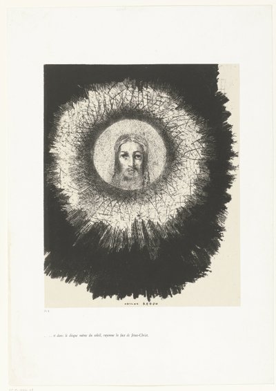 そして太陽の円盤にはキリストの顔が輝いていた ...et dans le disque même du soleil, rayonne la face de Jésus-Christ (オブジェクトのタイトル) Tentation de Saint-Antoine (1) (シリーズタイトル) 聖アントニウスの誘惑（シリーズタイトル） 作： Odilon Redon