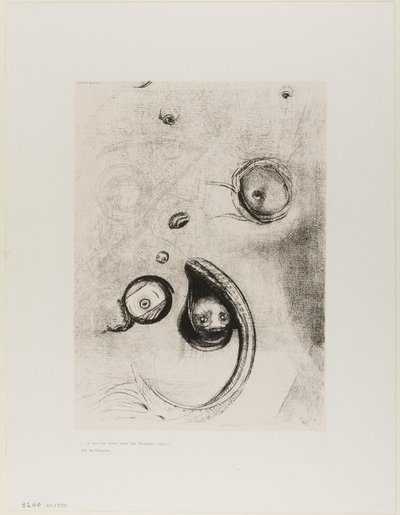 そして頭のない目は軟体動物のように浮かんでいた、Tentation de St. AntoineのプレートXIII 作： Odilon Redon