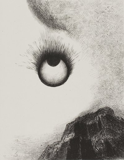 どこでも眼球が燃えている、プレート 9 聖アントニウスの誘惑 (第 1 シリーズ) から 作： Odilon Redon