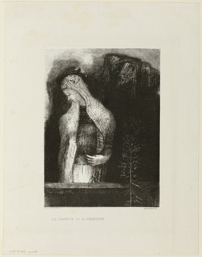 女聖とアザミ 作： Odilon Redon