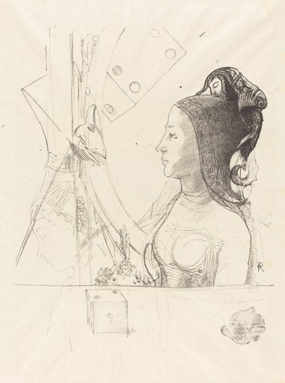 女性のプロフィール 作： Odilon Redon
