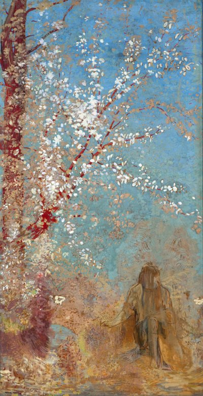 開花の木の下の図-開花の木の下の図-オディロン・レドンによる絵画 作： Odilon Redon