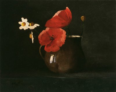 花: ポピーとヒナギク、c。 1867年。 作： Odilon Redon