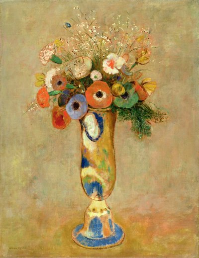 塗られた花瓶の花 作： Odilon Redon
