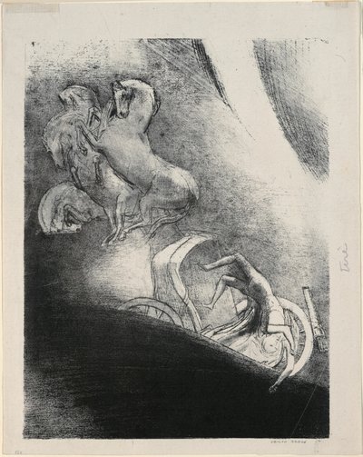 He Falls Head Foremost Into the Abyss、プレート 17/24 作： Odilon Redon