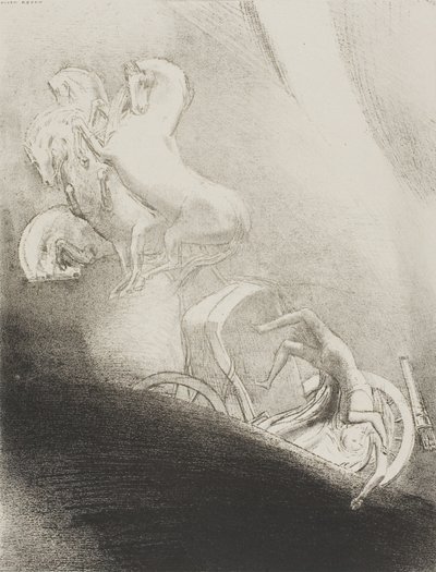 He Falls Head Foremost Into the Abyss、プレート 17/24 作： Odilon Redon