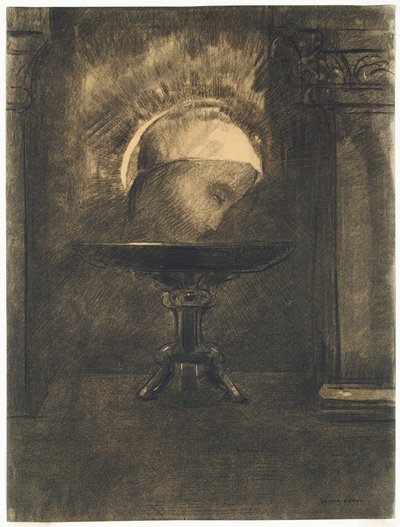 フリジア帽をかぶった頭部、サルヴァーの上 作： Odilon Redon