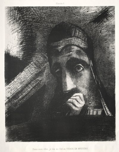 ゴヤへのオマージュ：私の夢の中で、私は1885年に謎の顔を見た。 作： Odilon Redon