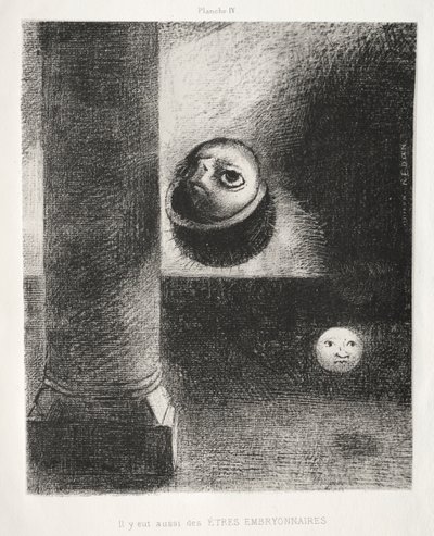 ゴヤへのオマージュ：胚性存在もあった、1885。 作： Odilon Redon