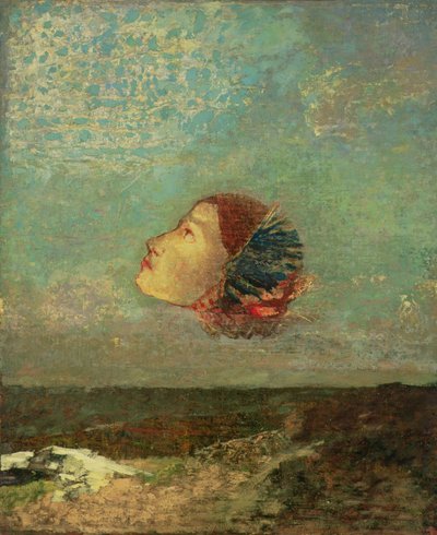 ゴヤへのオマージュ、c.1895（キャンバスに取り付けられたカードに油彩） 作： Odilon Redon