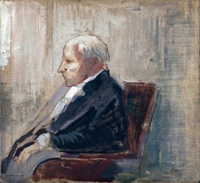 座っている男 - オディロン・ルドン (1840-1916) 作、厚紙に油彩 (21.9x23.5 cm)、1910年頃 - MOMA (近代美術館)、ニューヨーク (アメリカ) 作： Odilon Redon
