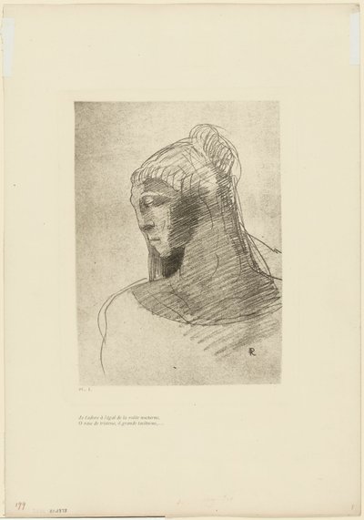 I Adore You as I Adore the Vault of the Night Sky, O Vessel of Sadness, O Tall Silent Woman, プレート 2/9 作： Odilon Redon