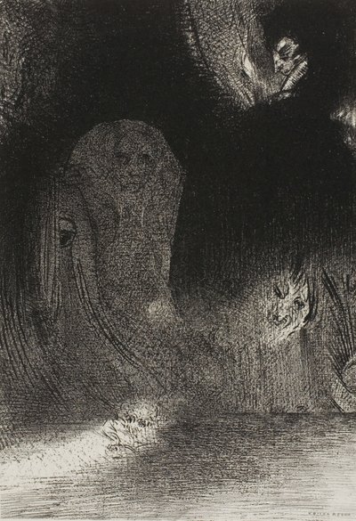 空に精霊の姿を時々見たことがある、プレート 21/24 作： Odilon Redon