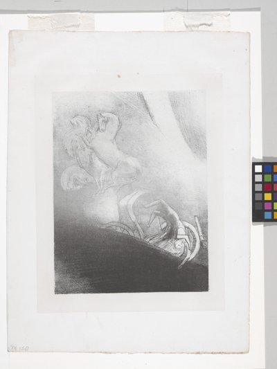 He Falls Into The Abyss... (チンアップリケ紙にリトグラフ) 作： Odilon Redon