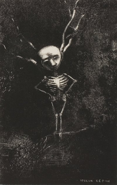 迷路の枝に、淡い人影が現れた、プレート 2/7 作： Odilon Redon