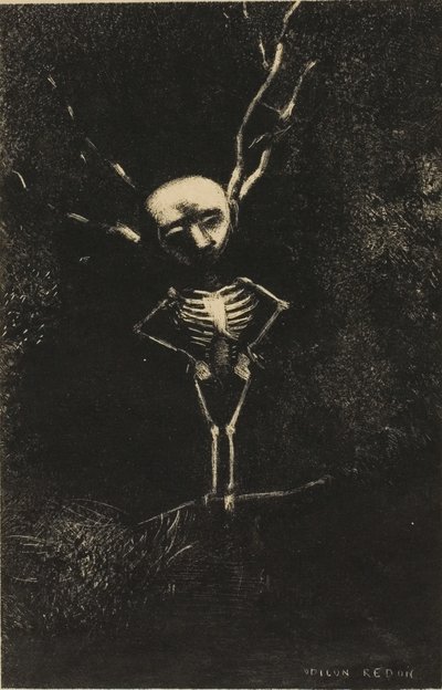 迷路の枝に、淡い人影が現れた、プレート 2/7 作： Odilon Redon