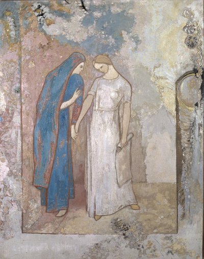 研究の開始— 2人の若い女性、1905年頃（キャンバスに油彩） 作： Odilon Redon
