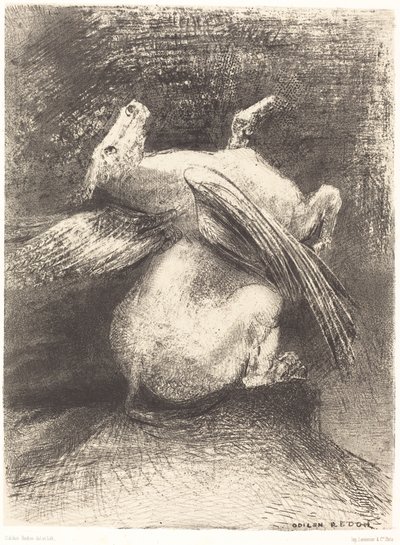 無力な翼は動物をその黒い空間に持ち上げませんでした 作： Odilon Redon