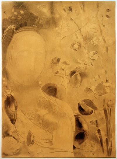 La Rêve、花と顔 作： Odilon Redon