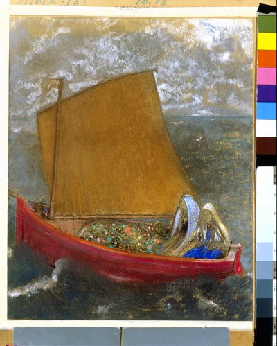 黄色い帆、1905年頃（紙にパステル） 作： Odilon Redon