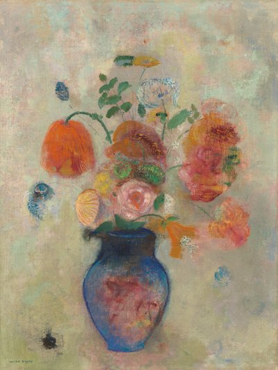 花のある大きな花瓶、1912年頃（キャンバスに油彩） 作： Odilon Redon