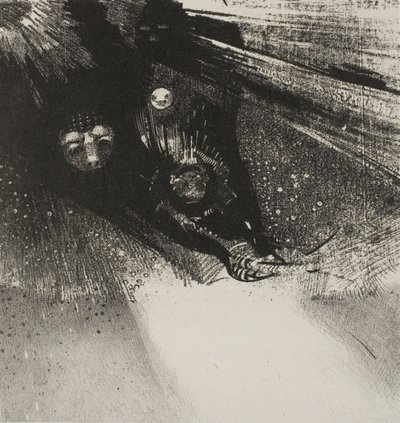 幼虫はとても無血でとても恐ろしい、プレート 5/6 作： Odilon Redon