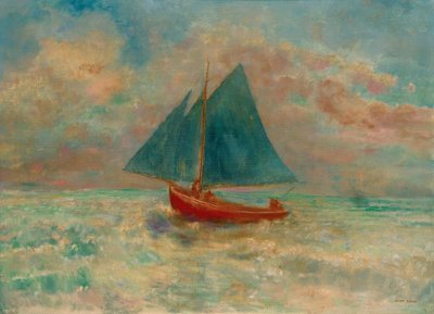 赤いボート 作： Odilon Redon