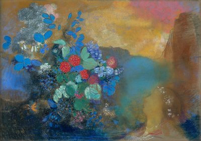 花の間のオフィーリア、c.1905-8（紙にパステル） 作： Odilon Redon