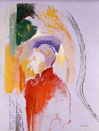 人員（船上に置かれた紙に油を塗る） 作： Odilon Redon