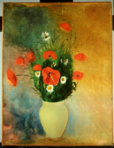 ポピーとデイジー、c.1913 作： Odilon Redon