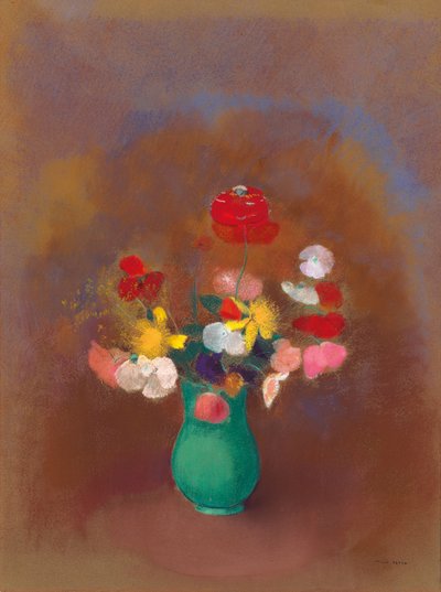 緑の花瓶のポピー。緑の花瓶のポピー、1910年頃 作： Odilon Redon