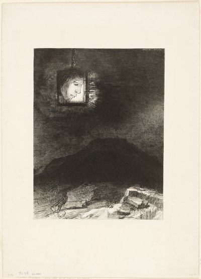 Precarious Glimmering, a Head Suspended from Infinity, プレート 3/6 作： Odilon Redon