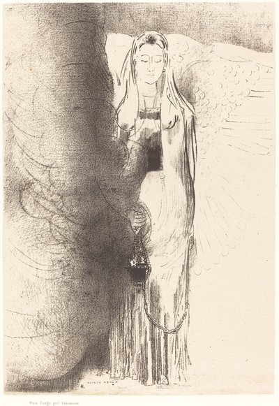 それから天使は香炉を取りました（そして天使は香炉を取りました） 作： Odilon Redon