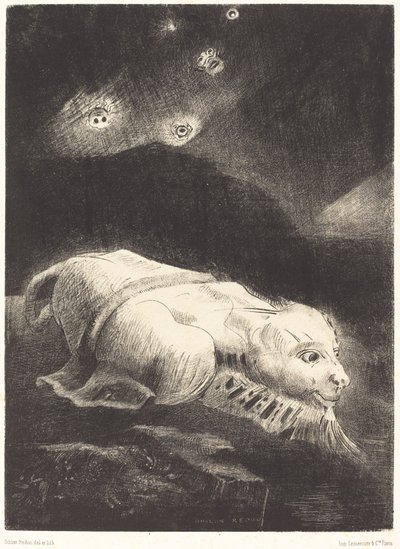 未知の物質の奥深くで生命が目覚めていたとき 作： Odilon Redon