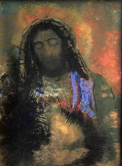 セイクリッドハート、1910年（紙にパステル） 作： Odilon Redon