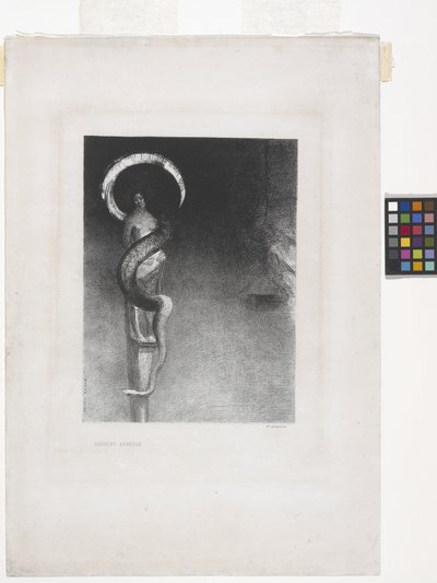 Serpent-Aureole (チンアップリケ紙にリトグラフ) 作： Odilon Redon