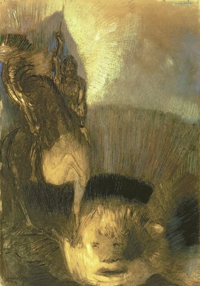 セントジョージ、1905年頃（紙にパステル） 作： Odilon Redon