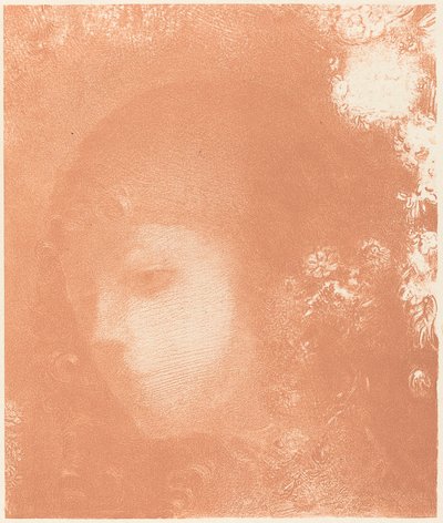 花を持つ子供の頭 作： Odilon Redon