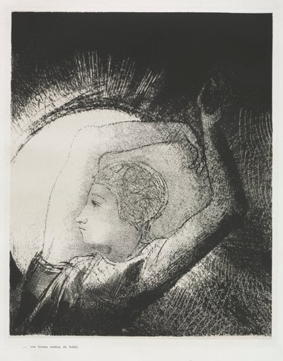 聖ヨハネの黙示録：1899年、太陽を浴びた女。 作： Odilon Redon