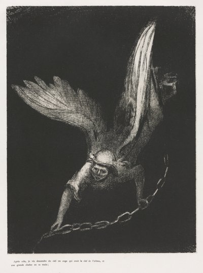 聖ヨハネの黙示録：そして、私は彼の右手で見たその土...、1899年。 作： Odilon Redon
