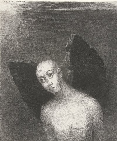 堕天使、1886（印刷） 作： Odilon Redon