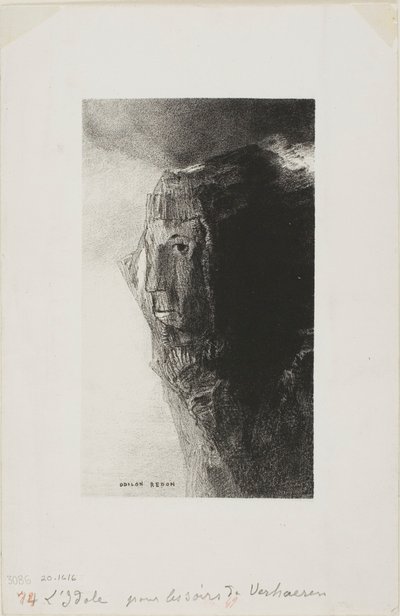 エミール・ヴェルヘーレン『レ・ソワール』より「偶像」扉絵 作： Odilon Redon