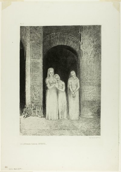巫女たちが待っていた、夜から 作： Odilon Redon