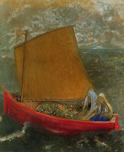 A Vela Amarela, c.1905 (pastel sobre papel) 作： Odilon Redon
