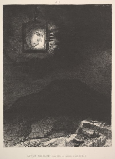 空間にぶら下がっている漠然とした頭のかすかな光、1891年。 作： Odilon Redon